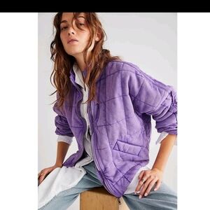 Free people purple dolman quilted jacket coat mediu.